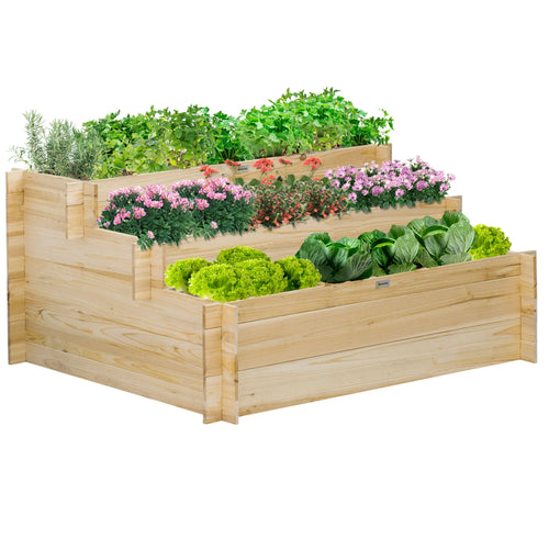 3 Tier Raised Garden Bed, 9 Grow Grids, Bed Liner, Outdoor