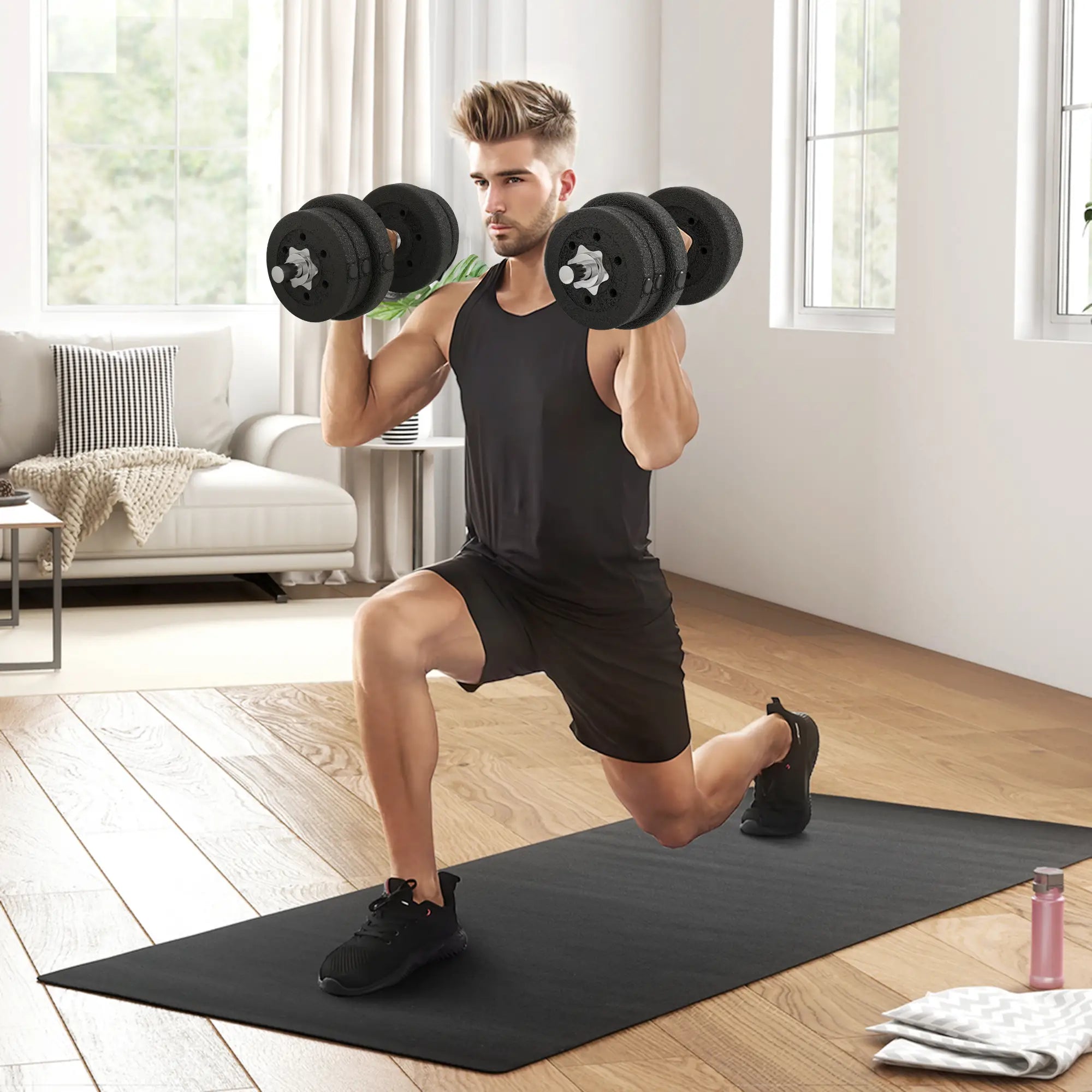 55 lbs Adjustable Dumbbells, Weight Set, for Home Gym, Black Dumbbells & Barbells at Gallery Canada