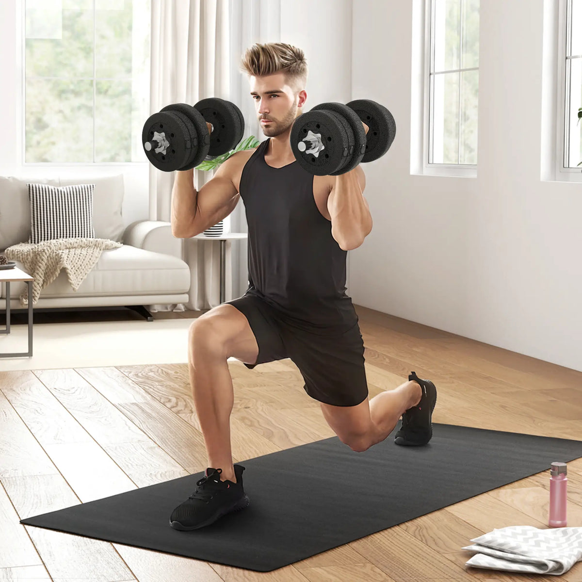 55 lbs Adjustable Dumbbells, Weight Set, for Home Gym, Black Dumbbells & Barbells at Gallery Canada