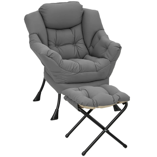 Lazy Chair With Ottoman, Peach Skin Fabric, Dark Grey Accent Chairs Multi Colour at Gallery Canada