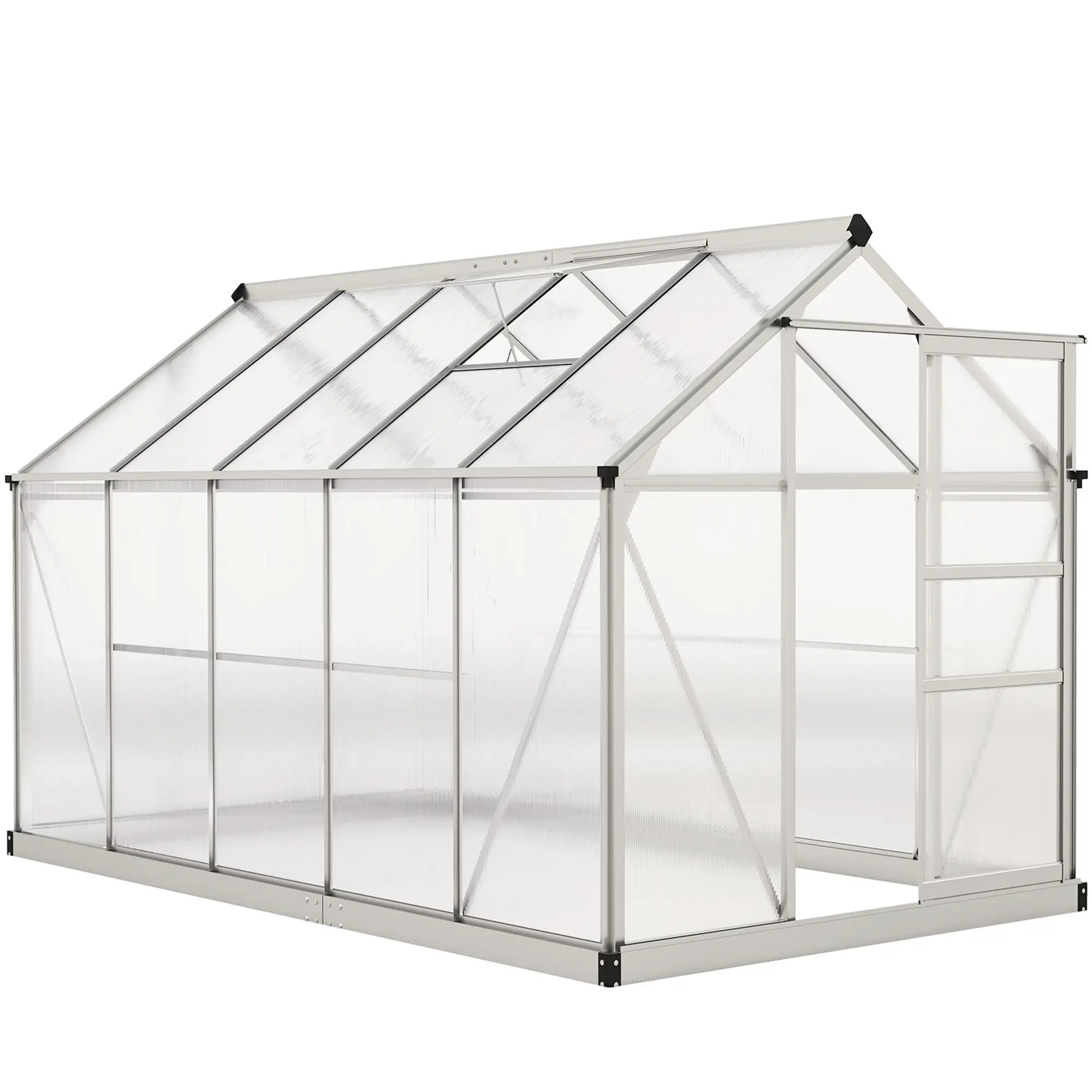 6' x 10' x 6.6' Polycarbonate Greenhouse, Walk-In Garden Kit, Galvanized Frame, Sliver Walk In Greenhouses Sliver, Clear at Gallery Canada