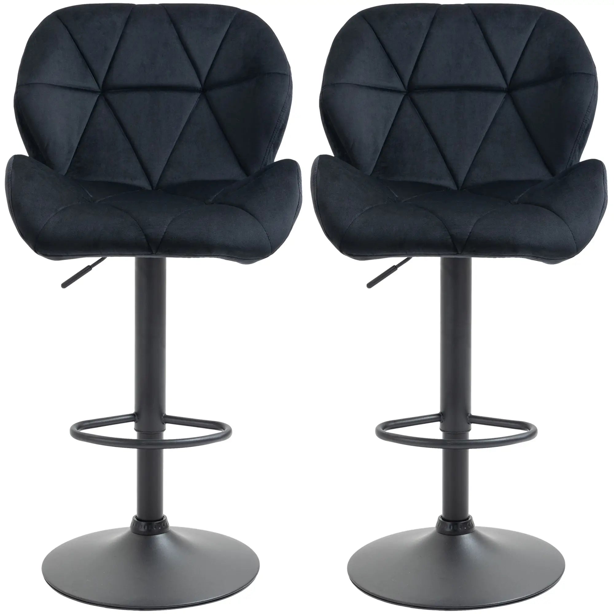 Adjustable Height Fabric Bar Stool Set of 2, Swivel Seat, Black Bar Stools at Gallery Canada