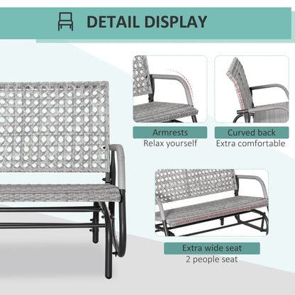 2 Seater Wicker Outdoor Glider Bench, Garden Loveseat, Mixed Grey Outdoor Gliders at Gallery Canada