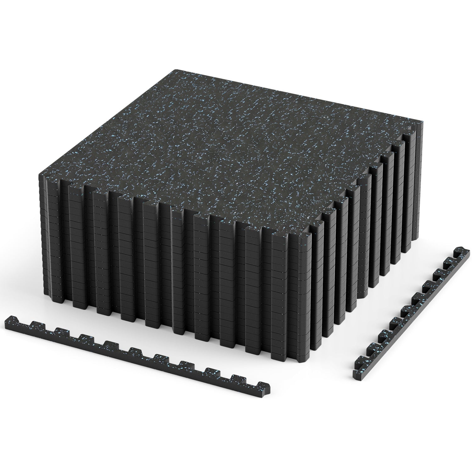 0.39 Inch Thick Rubber Exercise Mat, 70 Sq Ft, & Blue, Black Decorative Fencing & Flooring Black & Blue at Gallery Canada