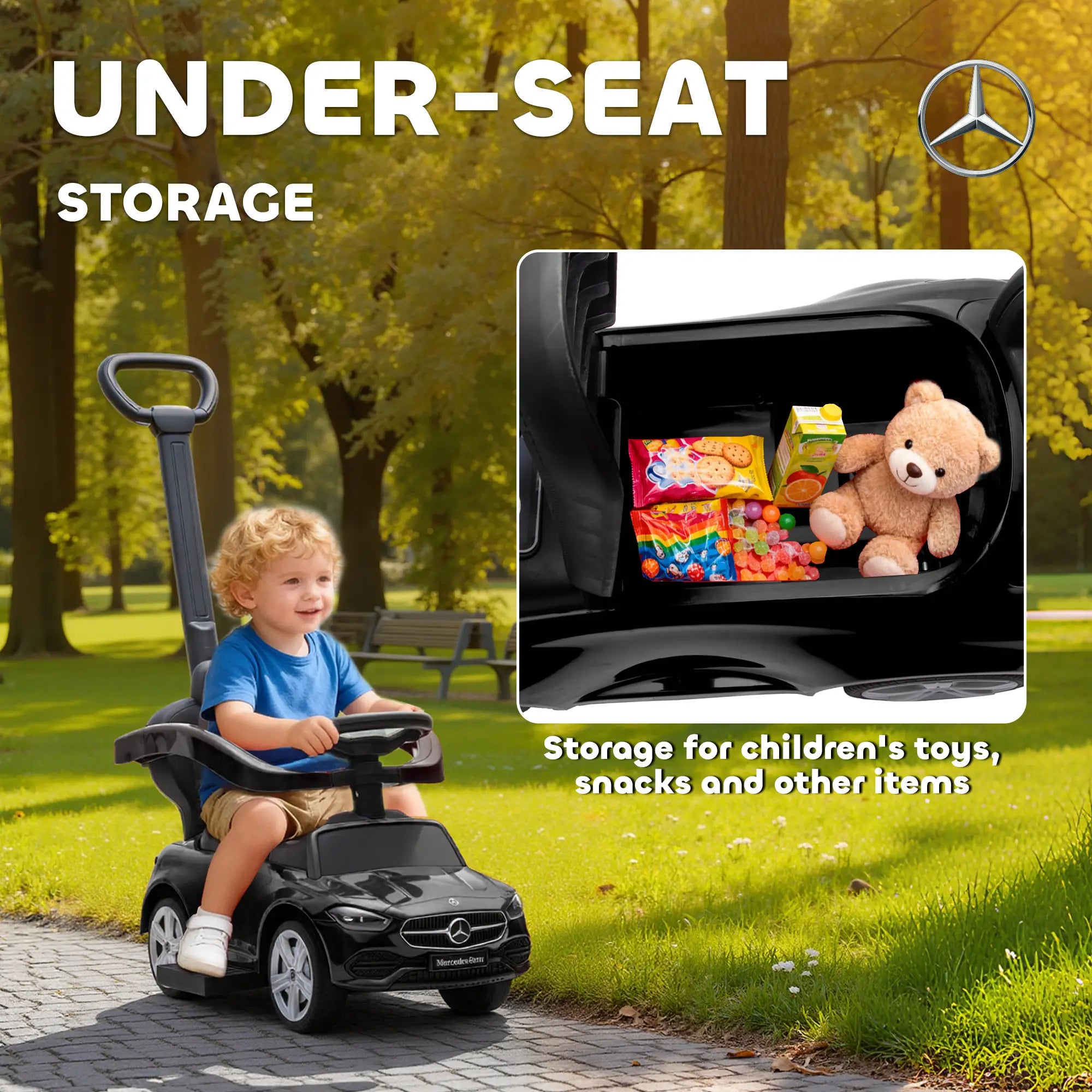 2-in-1 Sliding Walking Car for Toddlers, Black Push Cars for Toddlers at Gallery Canada