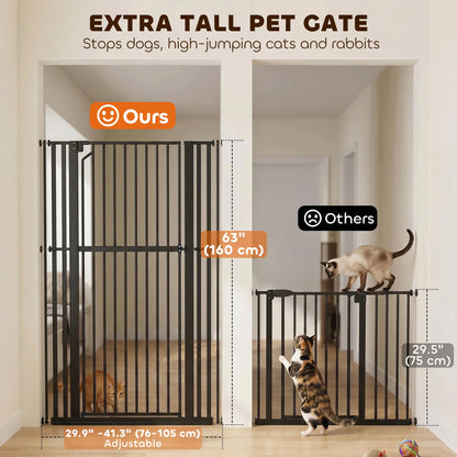 63" Extra Tall Pet Gate, 30-41" Wide Adjustable, Pressure Mounted Pet Gates at Gallery Canada