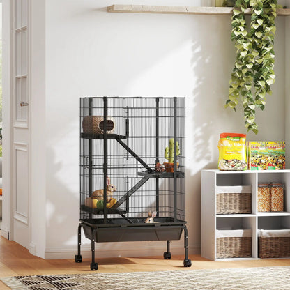 47"H Ferret Cage, Large 4-Tier Guinea Pig Cage, Black Houses & Habitats at Gallery Canada