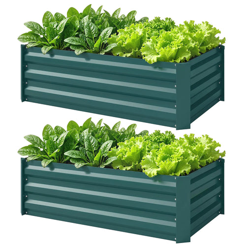 Galvanized Raised Garden Beds, Outdoor Planter Box, Green
