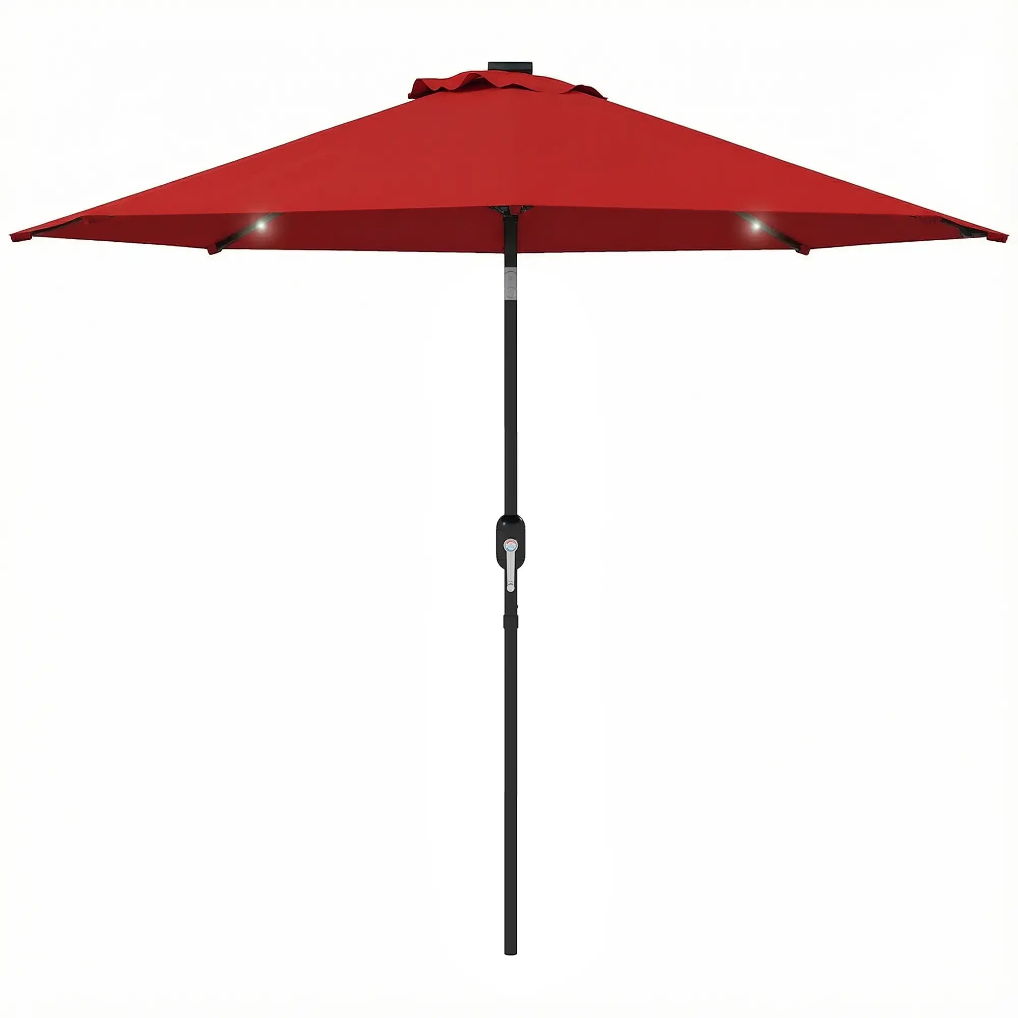 9ft Solar Patio Umbrella, 24 LED Lights, Tilt, Wine Red Sun Umbrellas Wine Red, Dark Grey at Gallery Canada