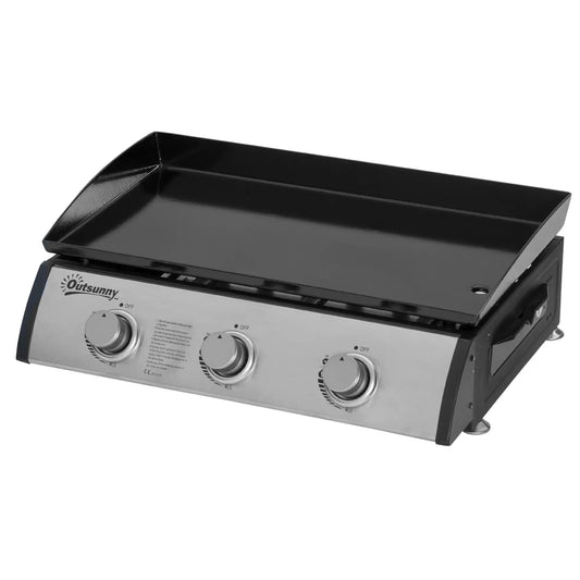 3 Burner Portable Tabletop BBQ Grill, Silver