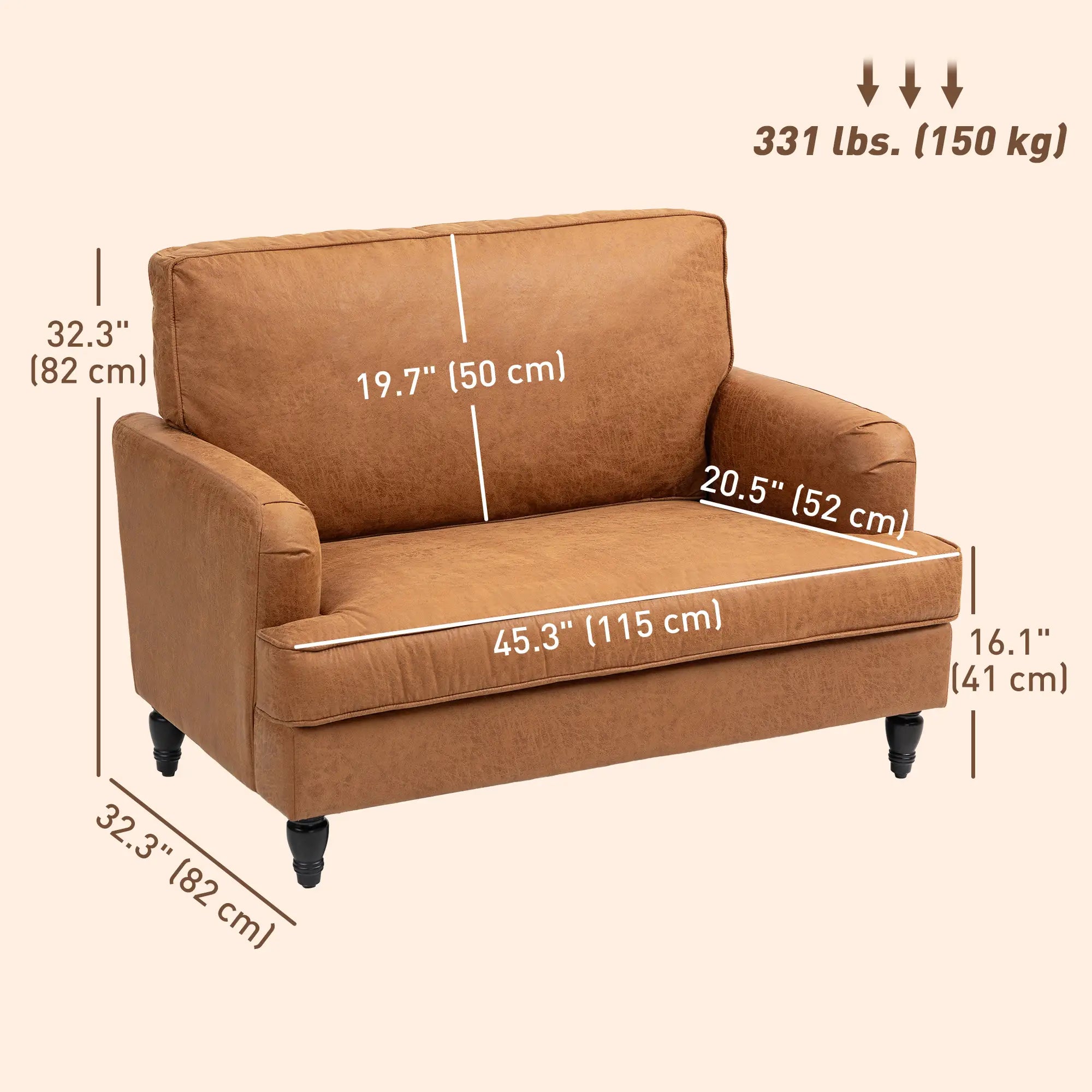 Modern Accent Chair, Microfiber Armchair with Turned Legs, Brown Accent Chairs at Gallery Canada