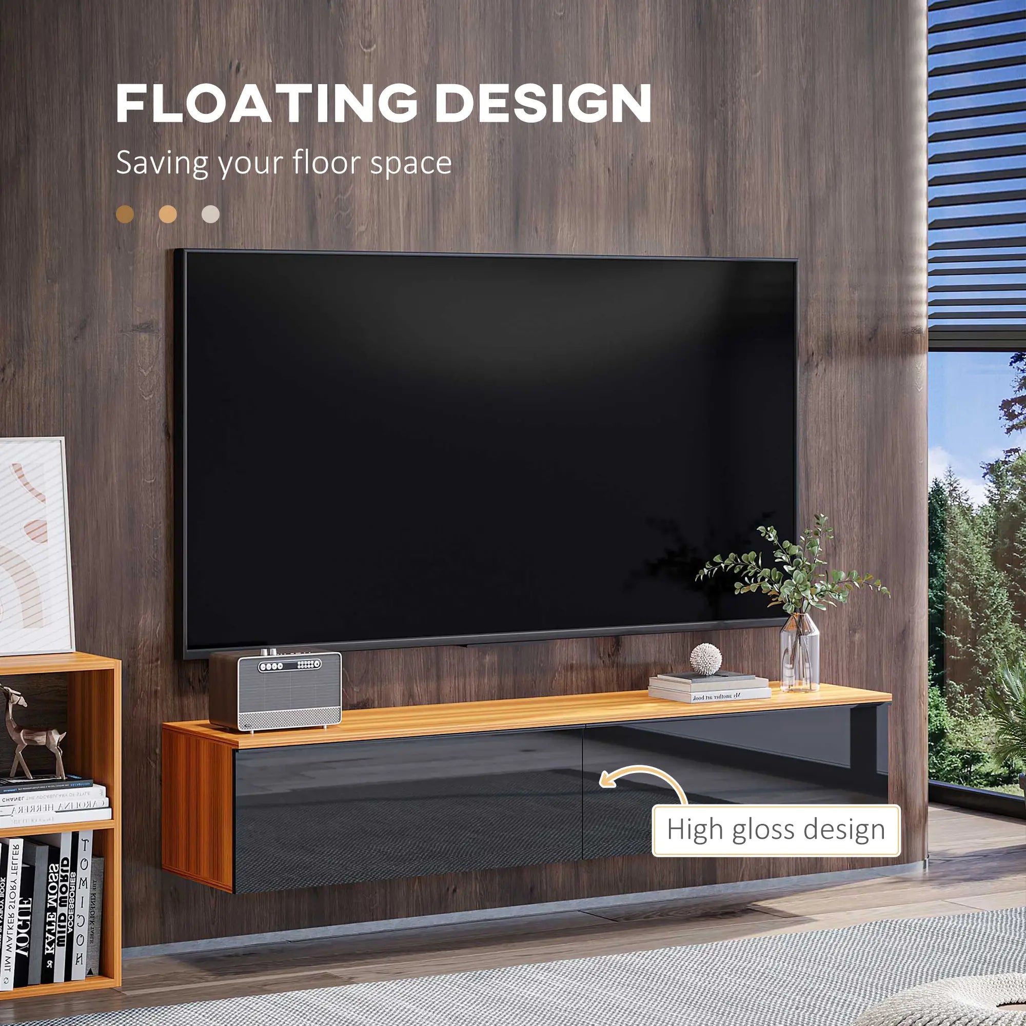 Floating TV Stand, Wall Mounted Cabinet for 70