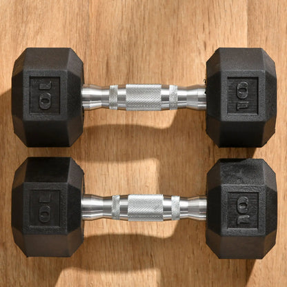 Rubber Dumbbells, 20lbs Total, 10lbs Each, Home Gym, Black Dumbbells & Barbells at Gallery Canada