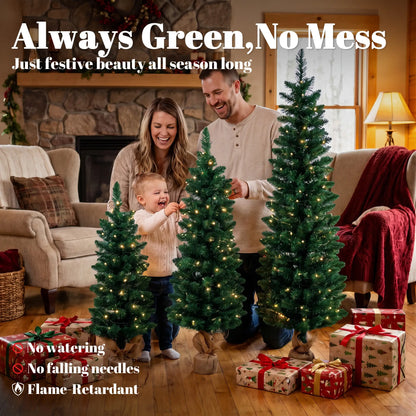 Pencil Christmas Trees Set Of 3, Pre-Lit, Green, Green Pencil Christmas Trees at Gallery Canada