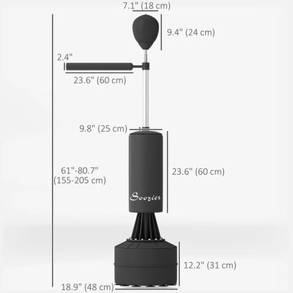Freestanding Boxing Punch Bag Stand with 360° Rotating Flexible Arm, Speed Ball, Waterable and Sandable Base, Black Punching Bag Stands at Gallery Canada