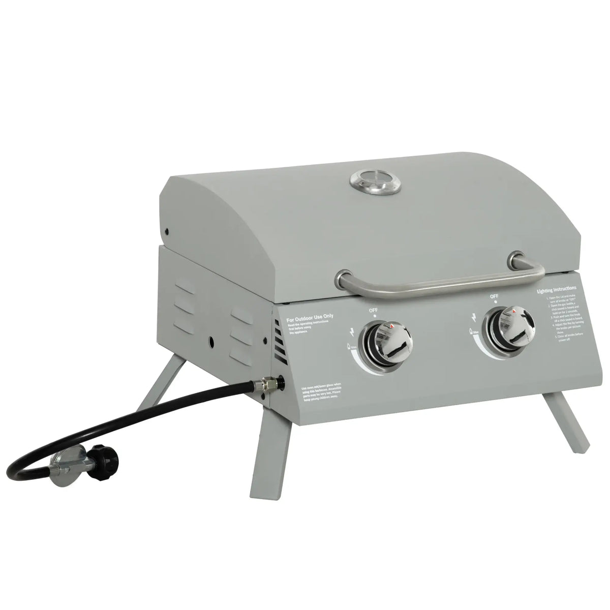 Portable Tabletop Propane Gas Grill, 2 Burner, Foldable Legs, Silver Propane Gas Grills at Gallery Canada