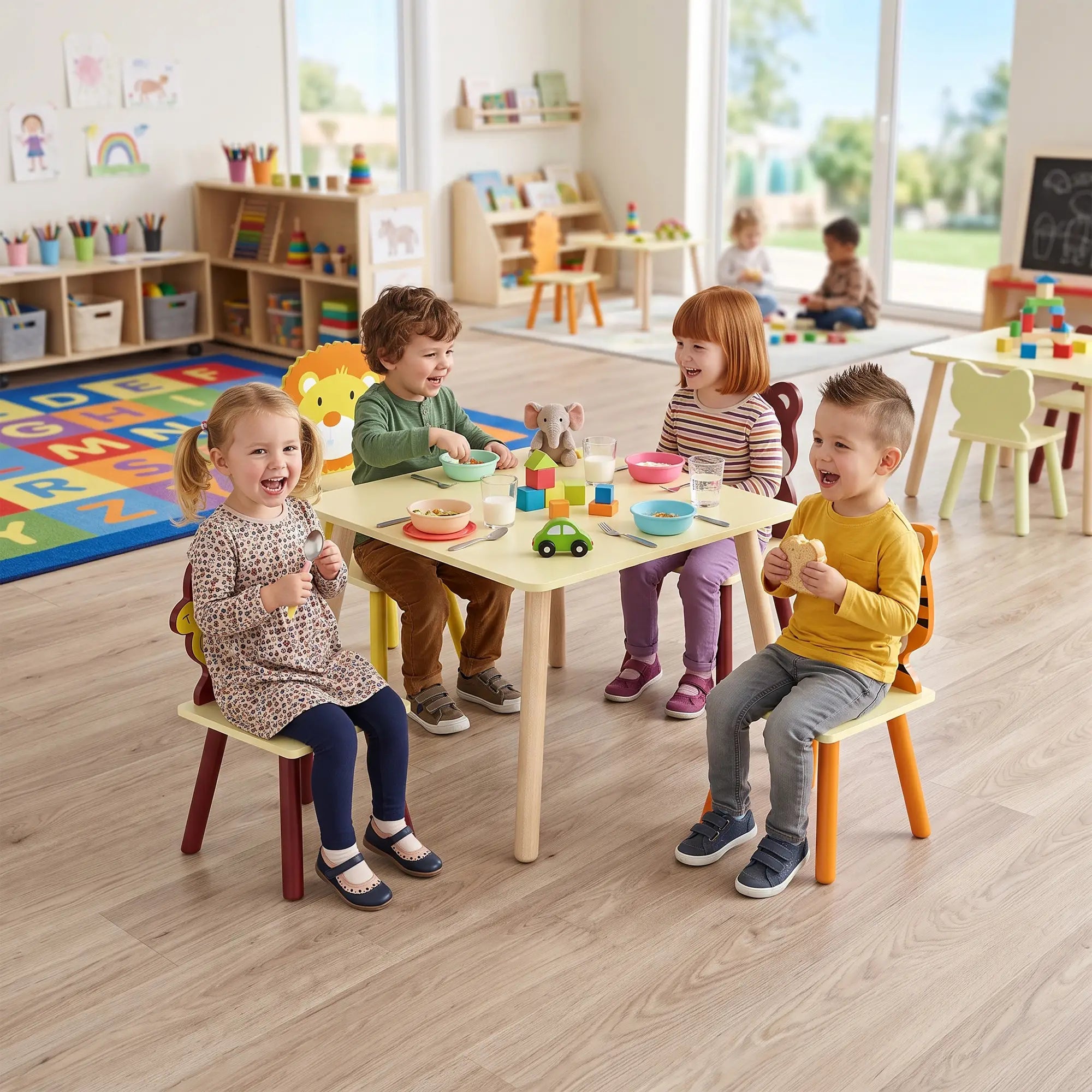 Kids Table And 4 Chairs Set For Art Craft Snack Time, Yellow Kids Table Sets at Gallery Canada