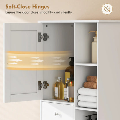 67" Tall Bathroom Storage Cabinet, Slim, White Freestanding Bathroom Cabinets at Gallery Canada