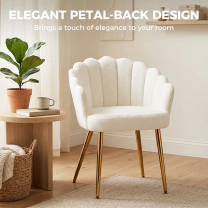 Accent Chair Petal-Back Design Modern Living Room Chair with Metal Legs Cream Accent Chairs at Gallery Canada