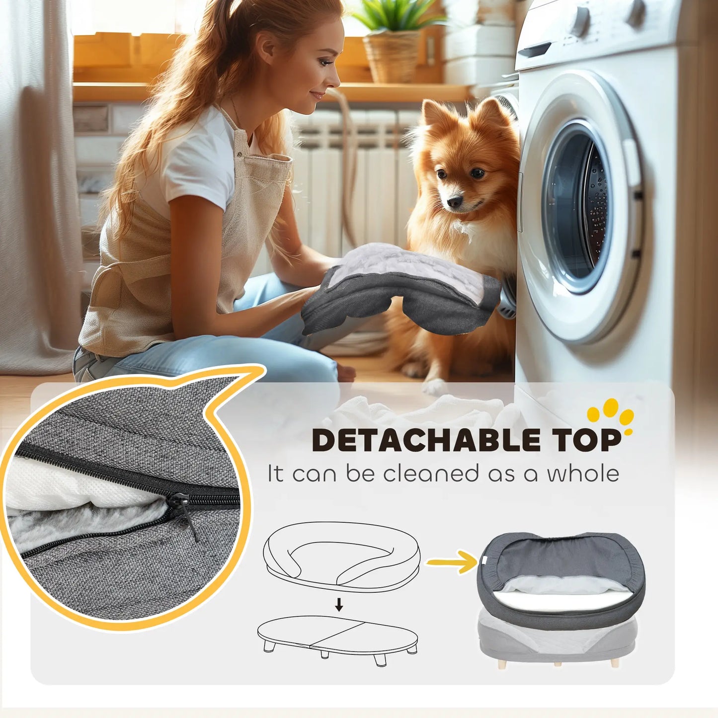Pet Sofa Bed for Large Dogs, Removable Washable Cover, Anti-Slip Pads, Grey Dog Sofas at Gallery Canada
