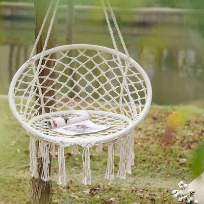 Patio Hanging Rope Hammock Swing Chair With Backrest, Cream White Hammock Swings at Gallery Canada