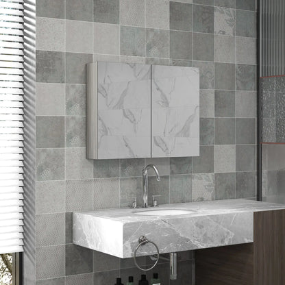 Wall-Mounted Bathroom Mirror Cabinet, Double Doors, Adjustable Shelf, Grey Mirror Medicine Cabinets at Gallery Canada