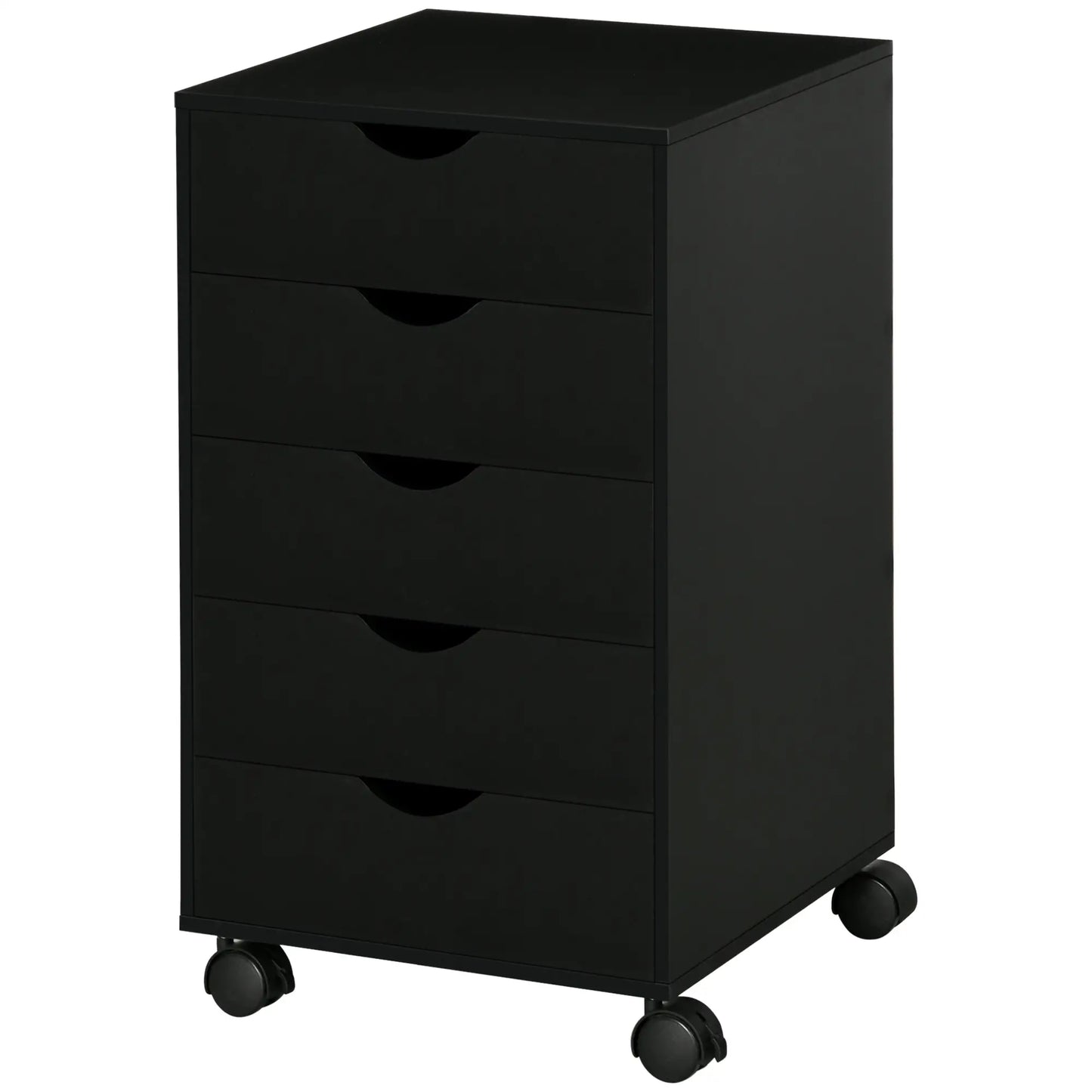 5 Drawer File Cabinet on Wheels, 15.7" x 15.7" x 26.4", Black Office Cabinets & Cupboards Black at Gallery Canada