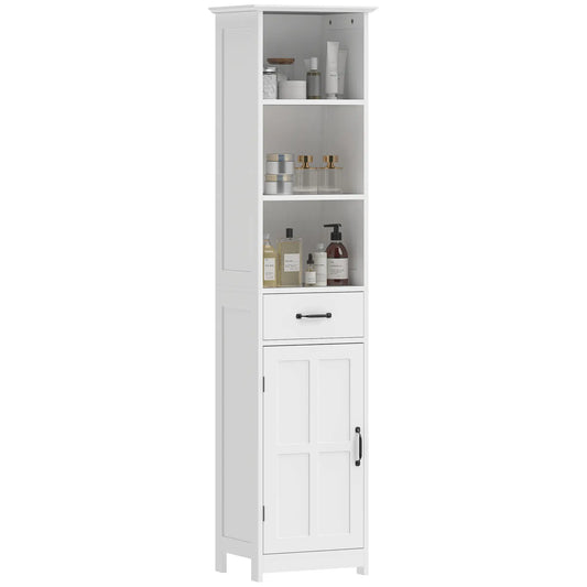 Modern Bathroom Cabinet, 3 Open Shelves, Drawer, Adjustable Shelf, White Bathroom Cabinets White at Gallery Canada