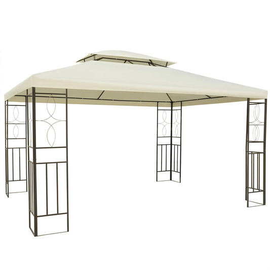 10x13ft Steel Gazebo, Sun Shelter, Vented Roof, Cream White Gazebos Cream White and Black at Gallery Canada