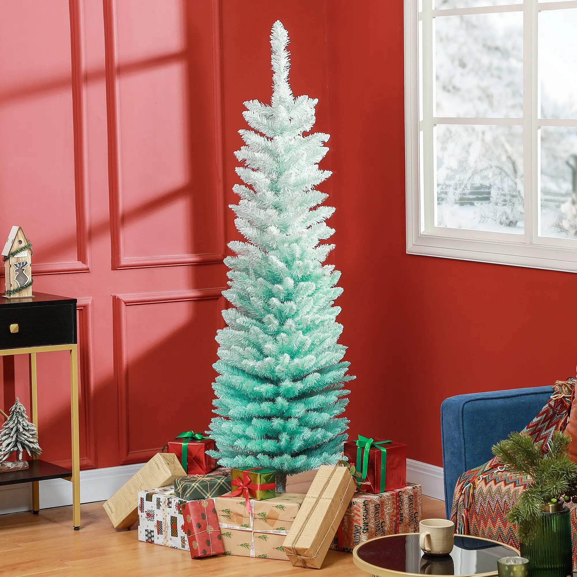 5ft Pencil Christmas Tree, Skinny Artificial, Gradient, Blue Pencil Christmas Trees at Gallery Canada