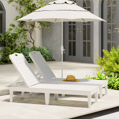 Waterproof Resin Lounge Chairs, Set of 2, 4-Position Adjustable Backrest, White Lounger Chairs at Gallery Canada