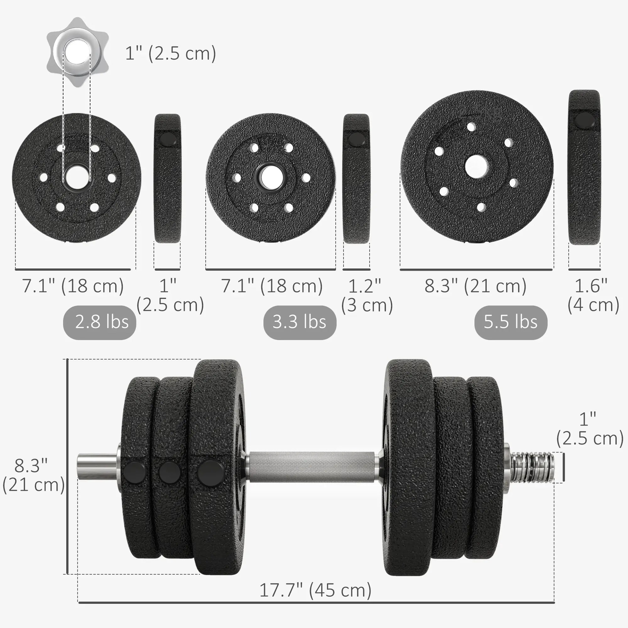 55 lbs Adjustable Dumbbells, Weight Set, for Home Gym, Black Dumbbells & Barbells at Gallery Canada