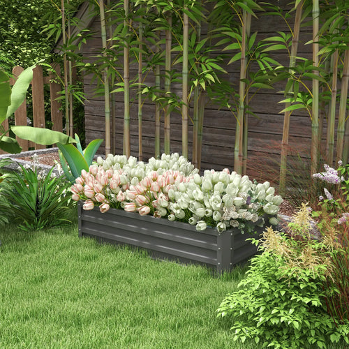Galvanized Raised Garden Bed, Outdoor Planter Box, 4' x 2' x 1', Light Grey