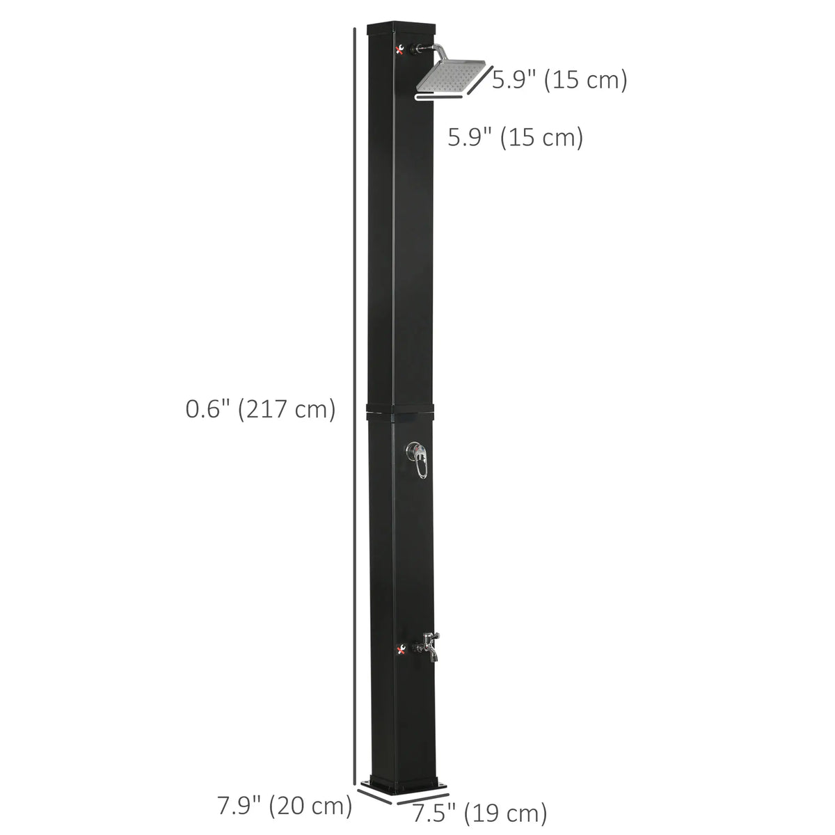10.6 Gallon Solar Heated Shower, Temperature Adjustment, Foot Shower
