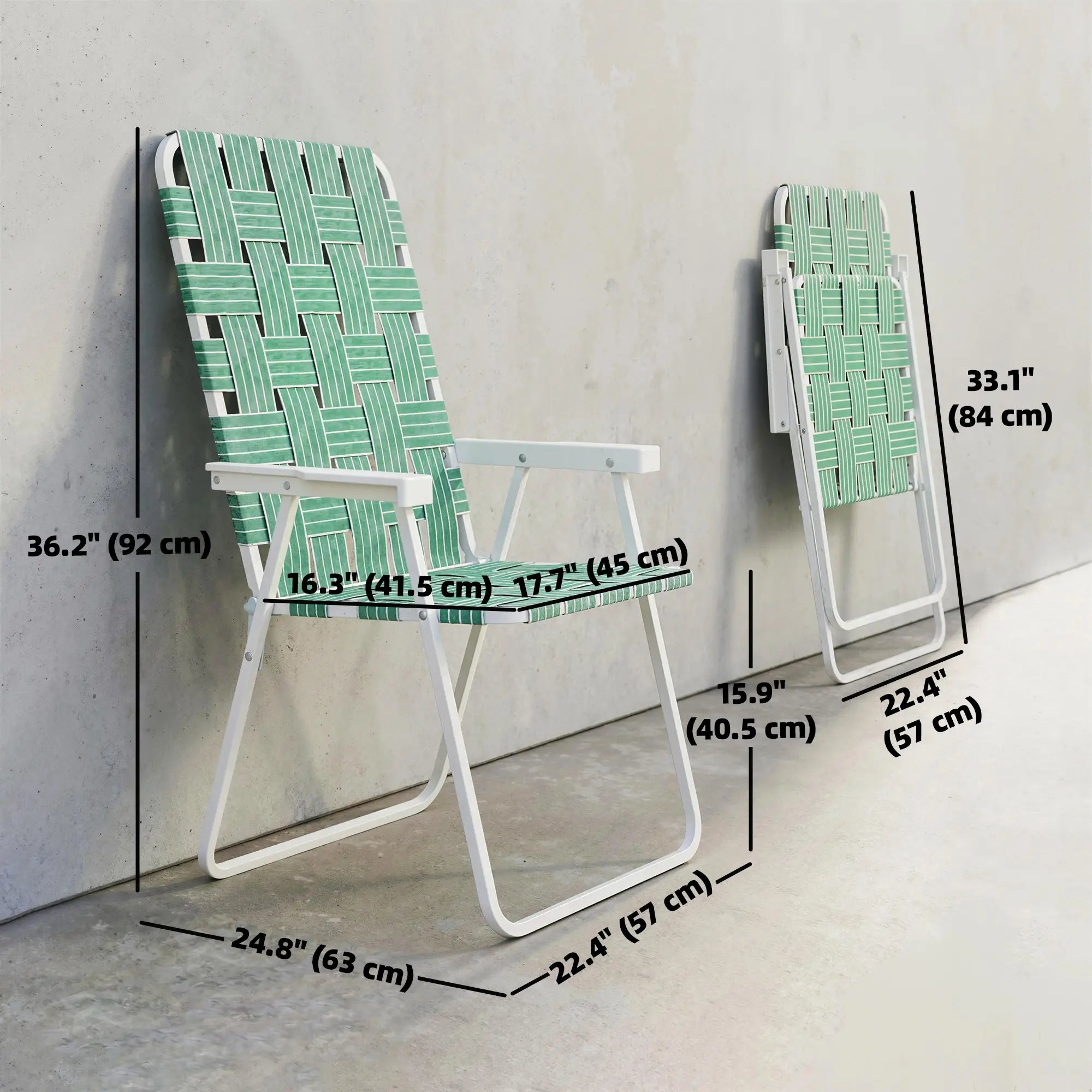 Set Of 2 Folding Patio Chairs, Portable With Armrests, Green Patio Chairs at Gallery Canada