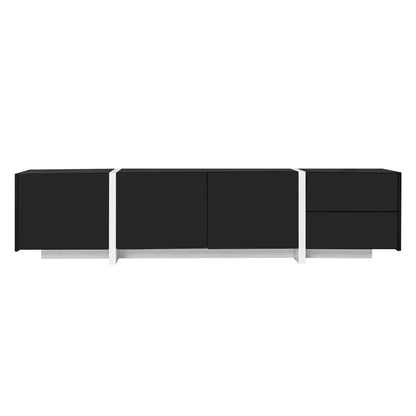 TV Cabinet, High Gloss Finish, LED Light, 67" L x 11.5" W x 11.5" H, Black TV Stands Black at Gallery Canada
