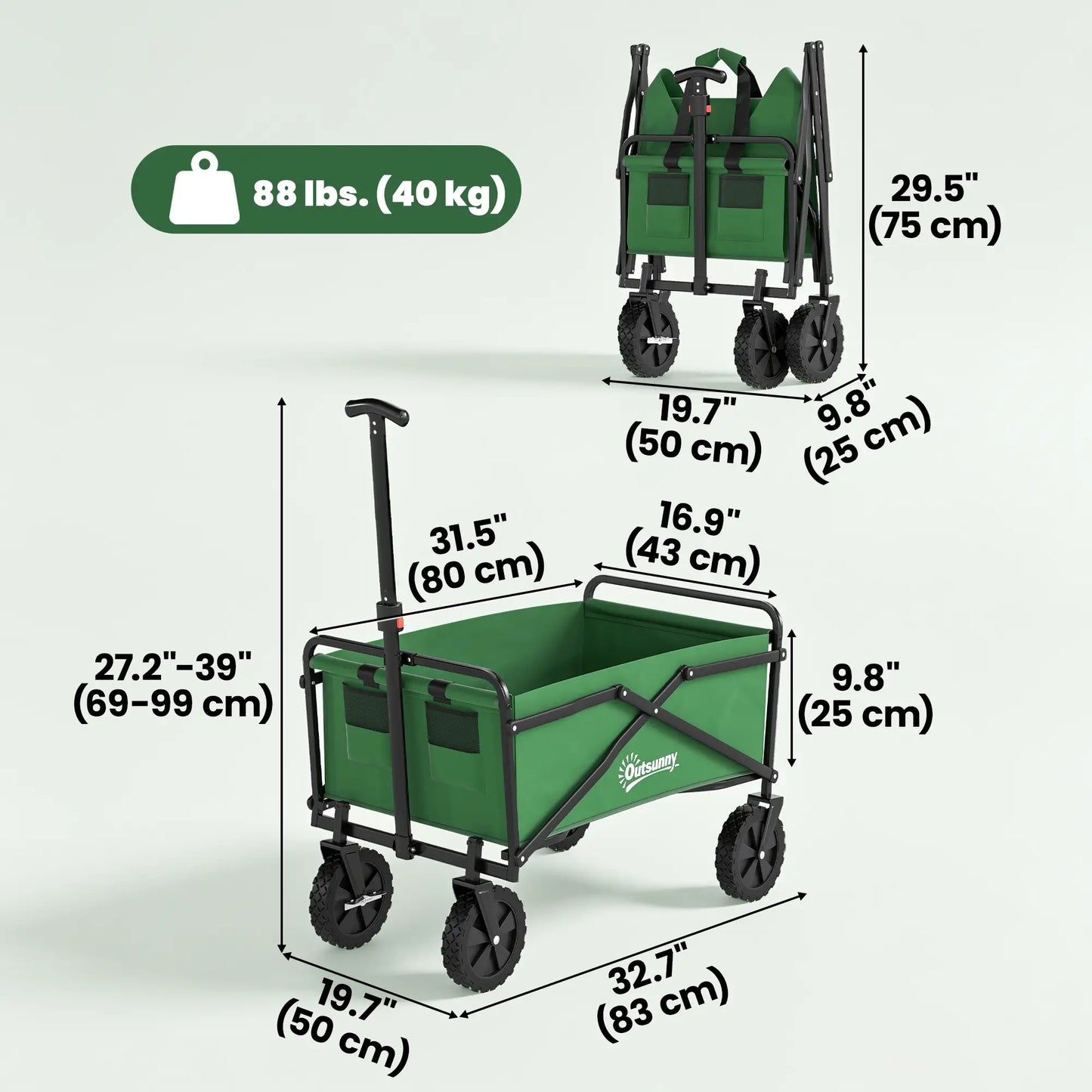 Folding Wagon Cart, Heavy Duty Outdoor Utility, Collapsible Garden Trolley, Steel Frame, Oxford Fabric Folding Garden Carts at Gallery Canada