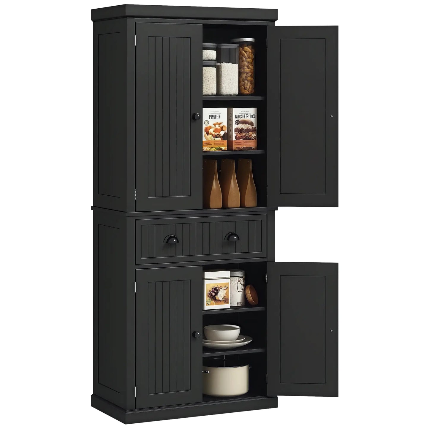 72 Kitchen Pantry, Freestanding Storage Cabinet, Black Kitchen Pantry Cabinets Black at Gallery Canada