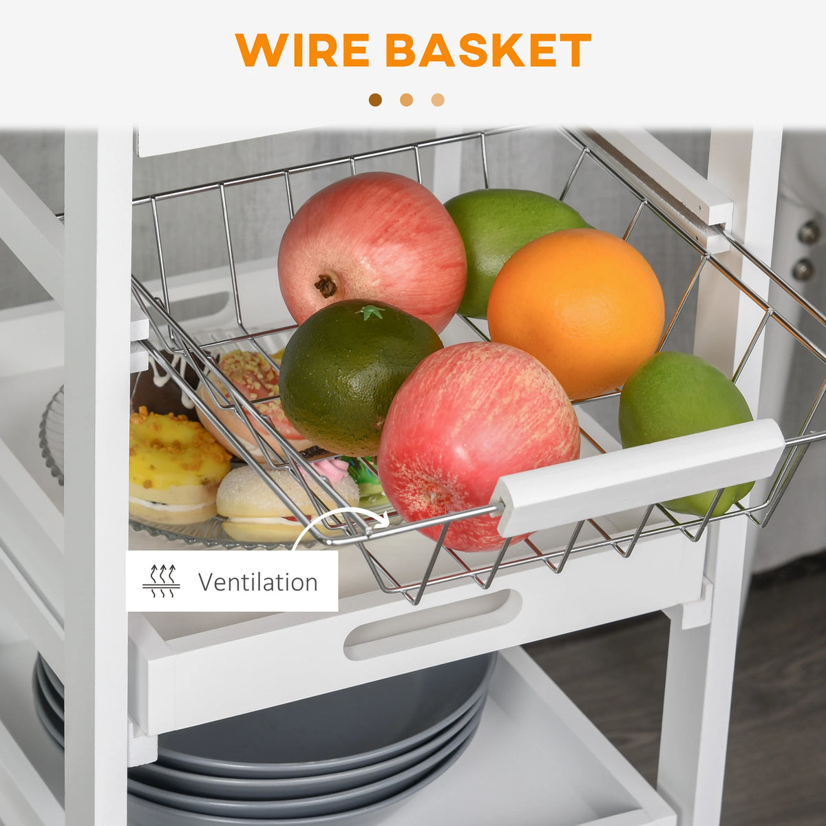 Rolling Kitchen Island Cart, Mobile Storage with Drawer, White Kitchen Islands & Kitchen Carts at Gallery Canada