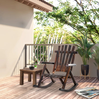 Rustic Fir Wood Adirondack Rocking Chair, Outdoor Patio Furniture Outdoor Rocking Chairs at Gallery Canada