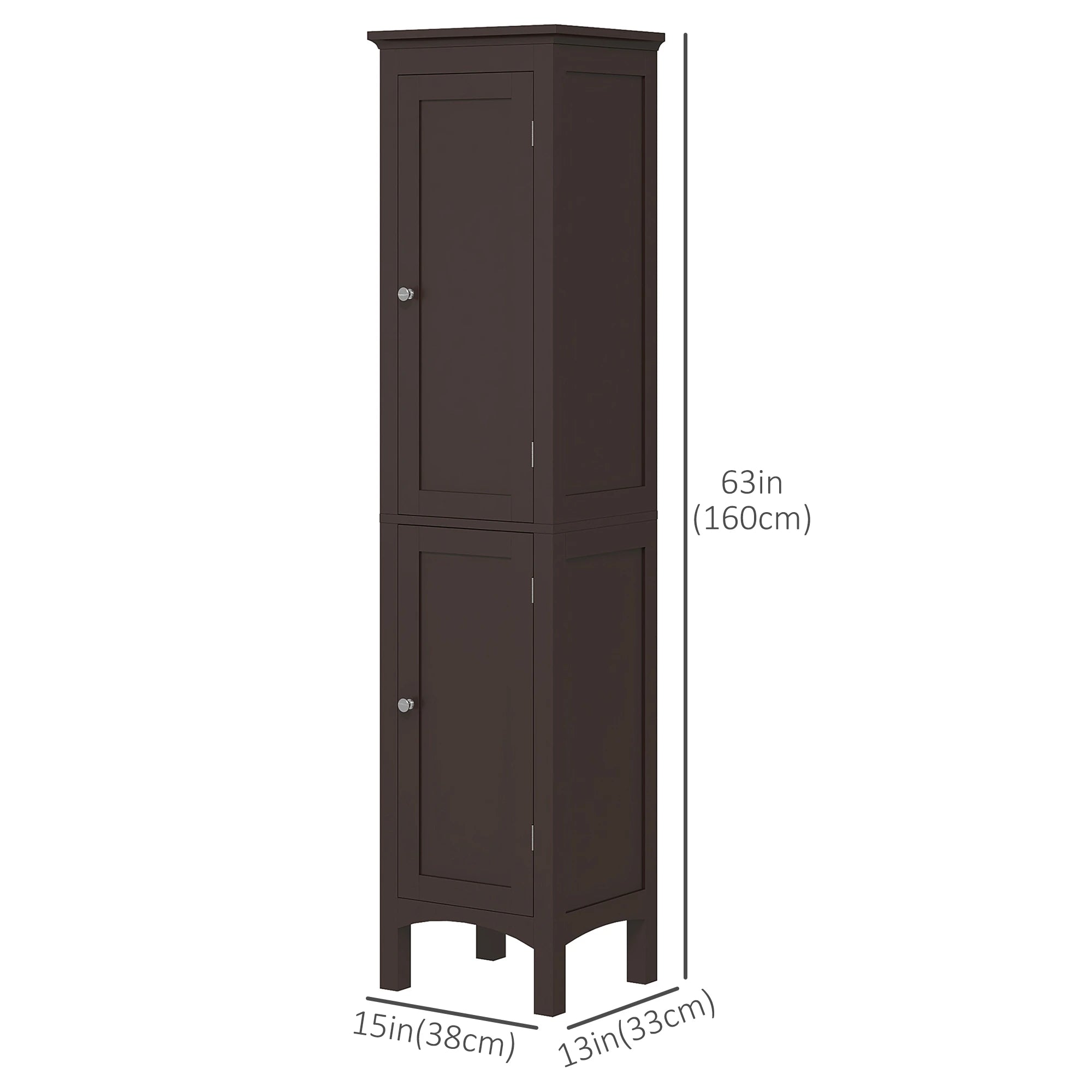 Tall Bathroom Cabinet, Freestanding Storage, Adjustable Shelves, 15