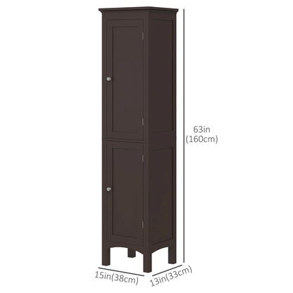 Tall Bathroom Cabinet, Freestanding Storage, Adjustable Shelves, 15" x 13" x 63", Dark Brown Bathroom Cabinets at Gallery Canada