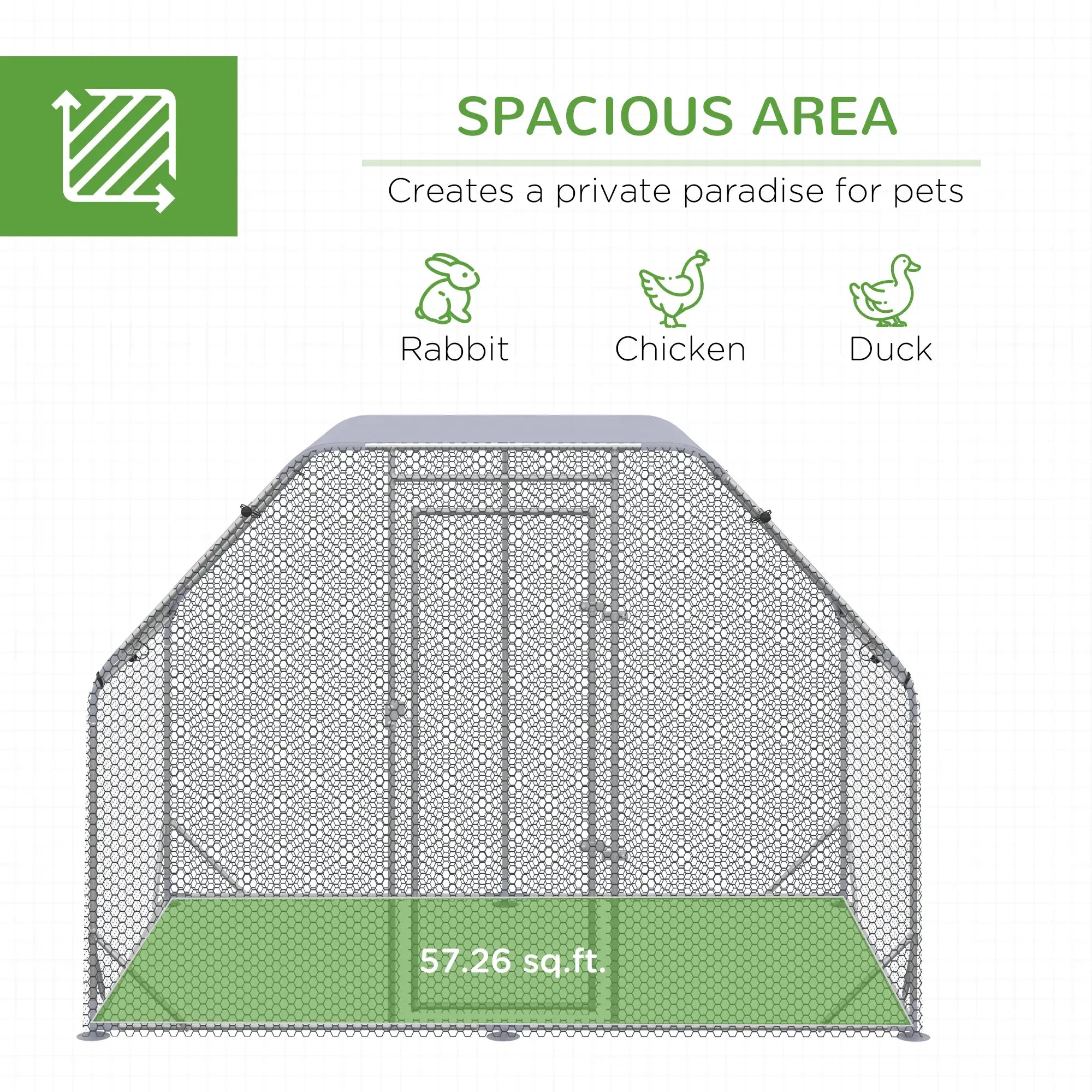 Large Metal Chicken Coop, Walk-In Poultry Enclosure, 9.2' x 6.2' x 6.5', Silver Chicken Coops at Gallery Canada