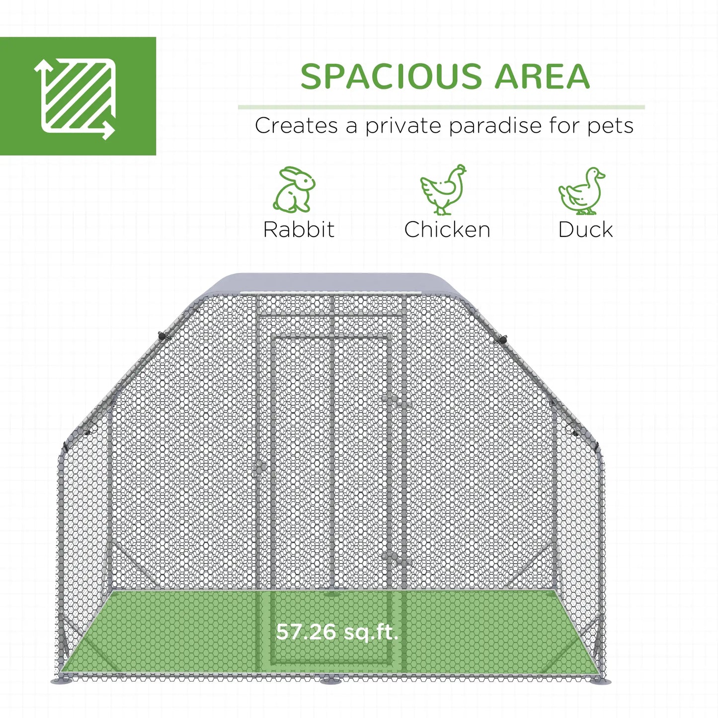 Large Metal Chicken Coop, Walk-In Poultry Enclosure, 9.2' x 6.2' x 6.5', Silver Chicken Coops at Gallery Canada