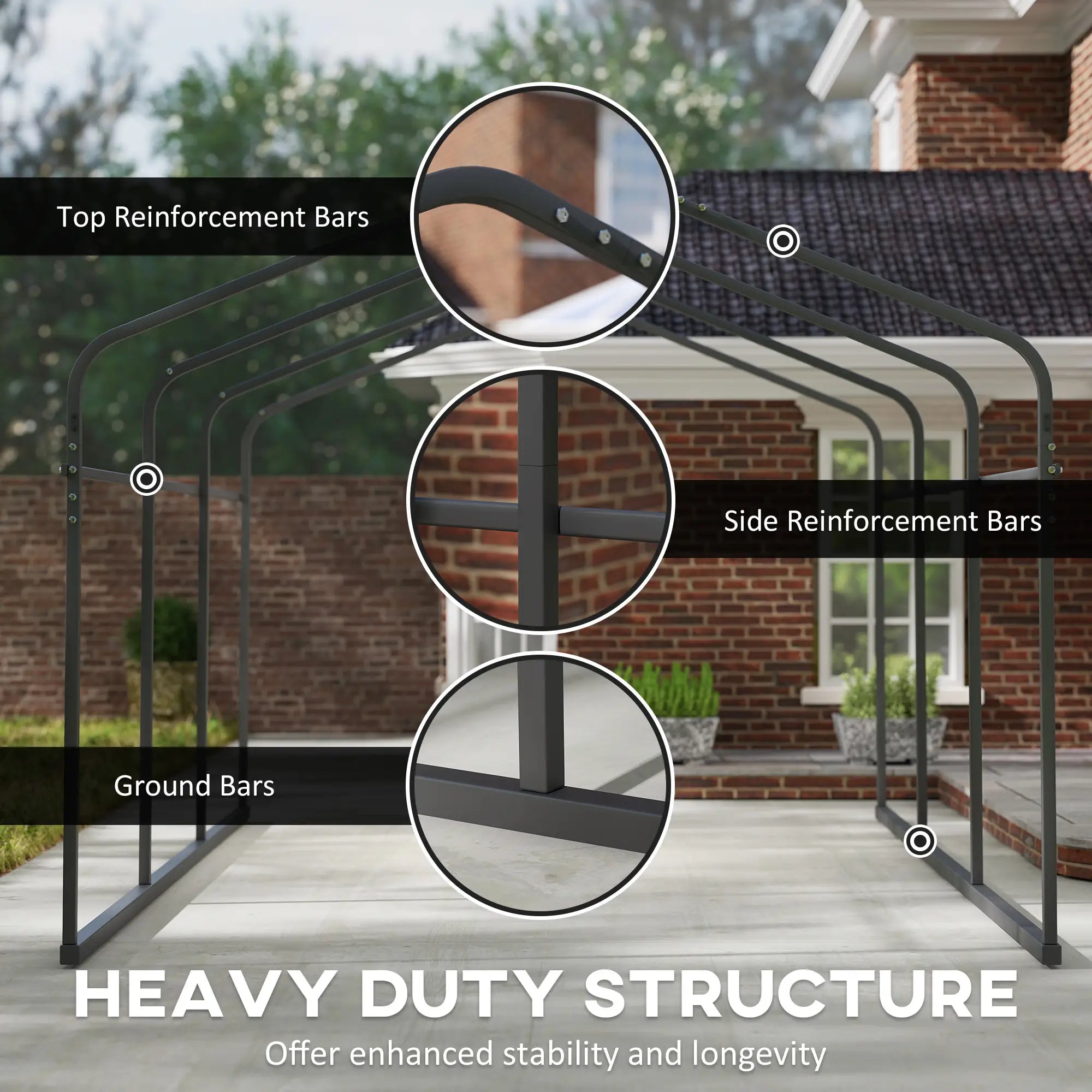 10' x 15' Metal Carport, Heavy Duty Garage Shelter, Light Grey Car Shelters at Gallery Canada