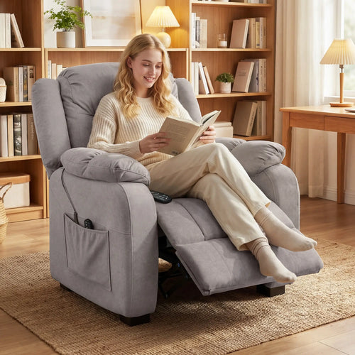 Massage Recliner Chair, Power Recliner, 2 Memory Positions, Brown