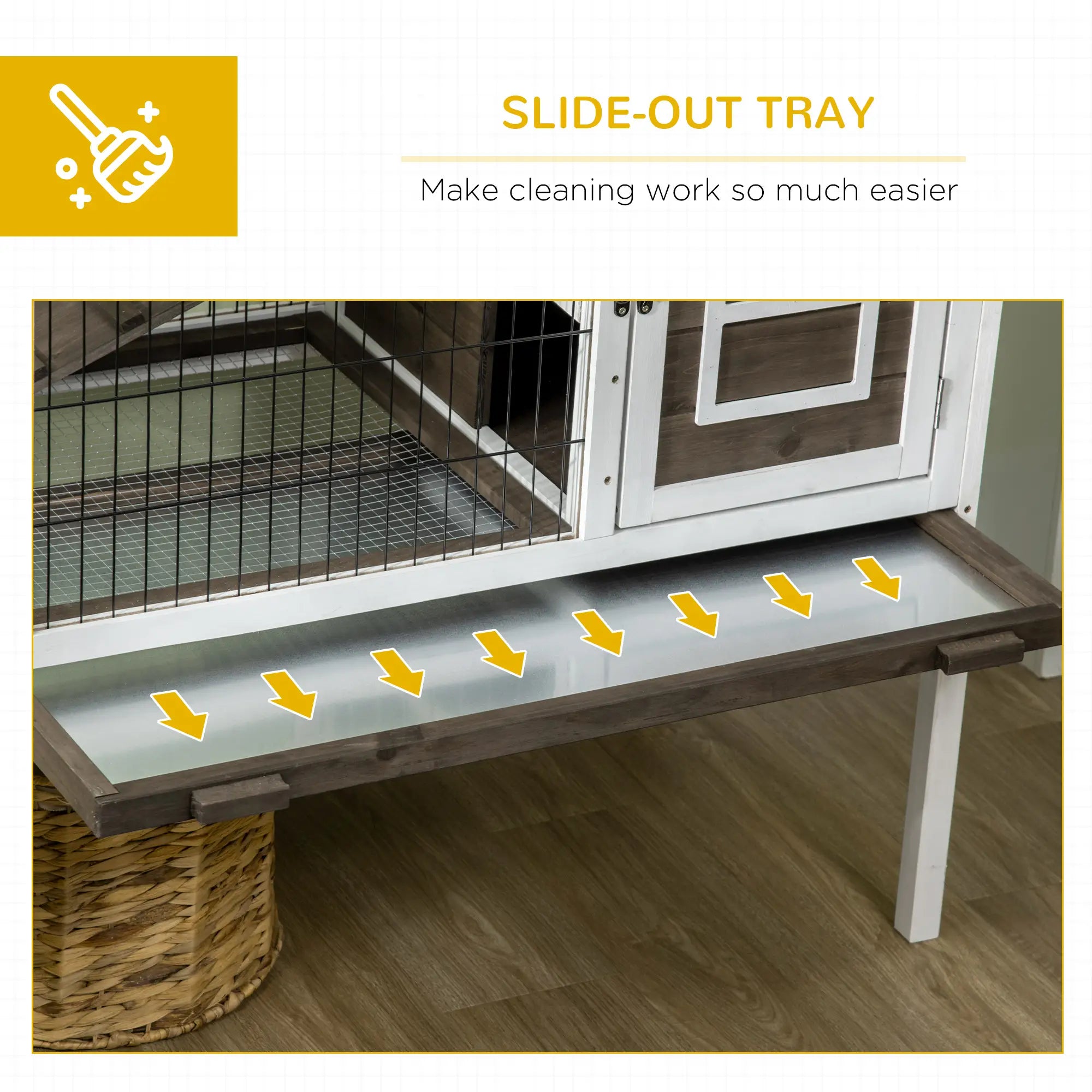 Rabbit Hutch Dual Height Bunny House, Slide Out Tray, White Coffee, White Rabbit Hutch at Gallery Canada