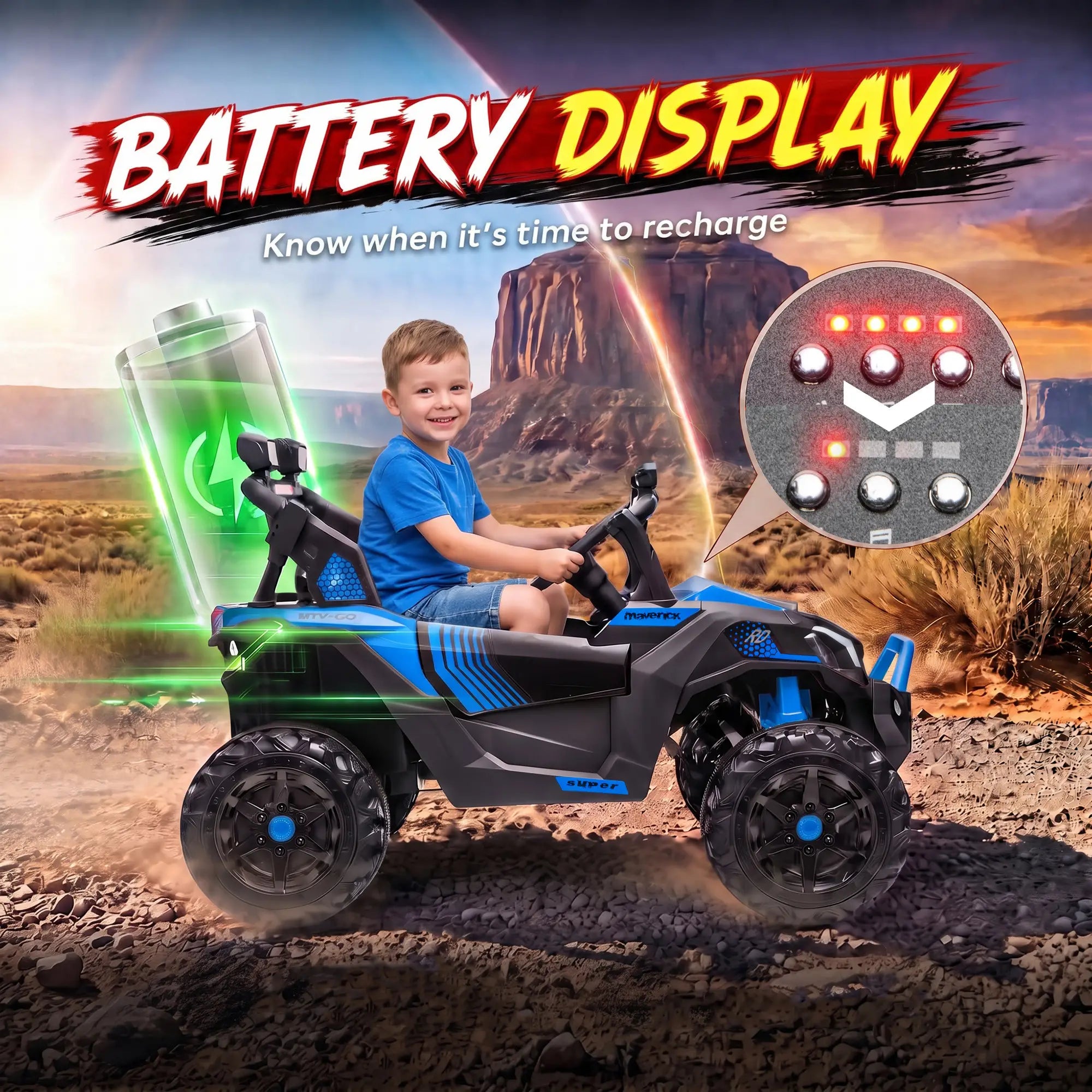 24V 2 Seater Ride On Truck, Remote, Dual Motors, Blue Electric Toy Cars at Gallery Canada