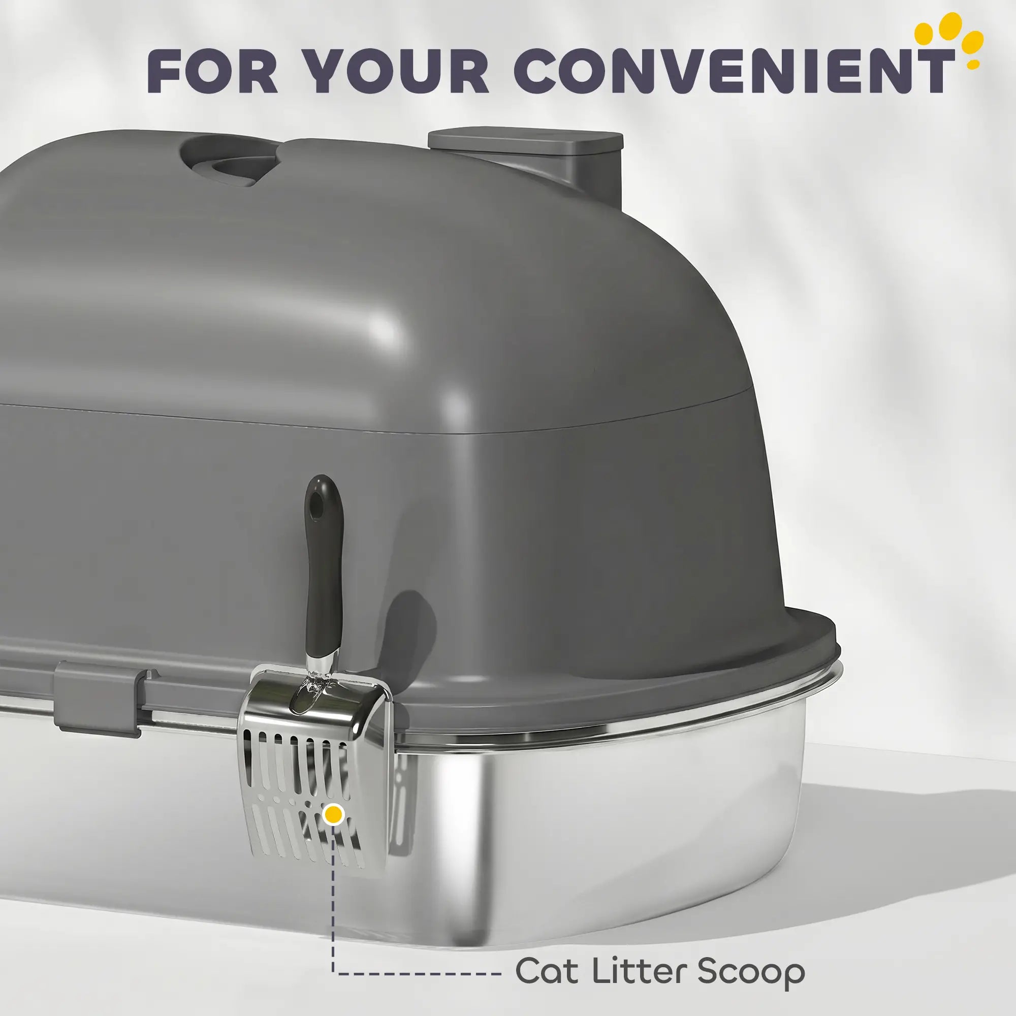 Enclosed Stainless Steel Litter Box with Scoop, Handle, Stainless Steel Cat Litter Box Enclosures at Gallery Canada