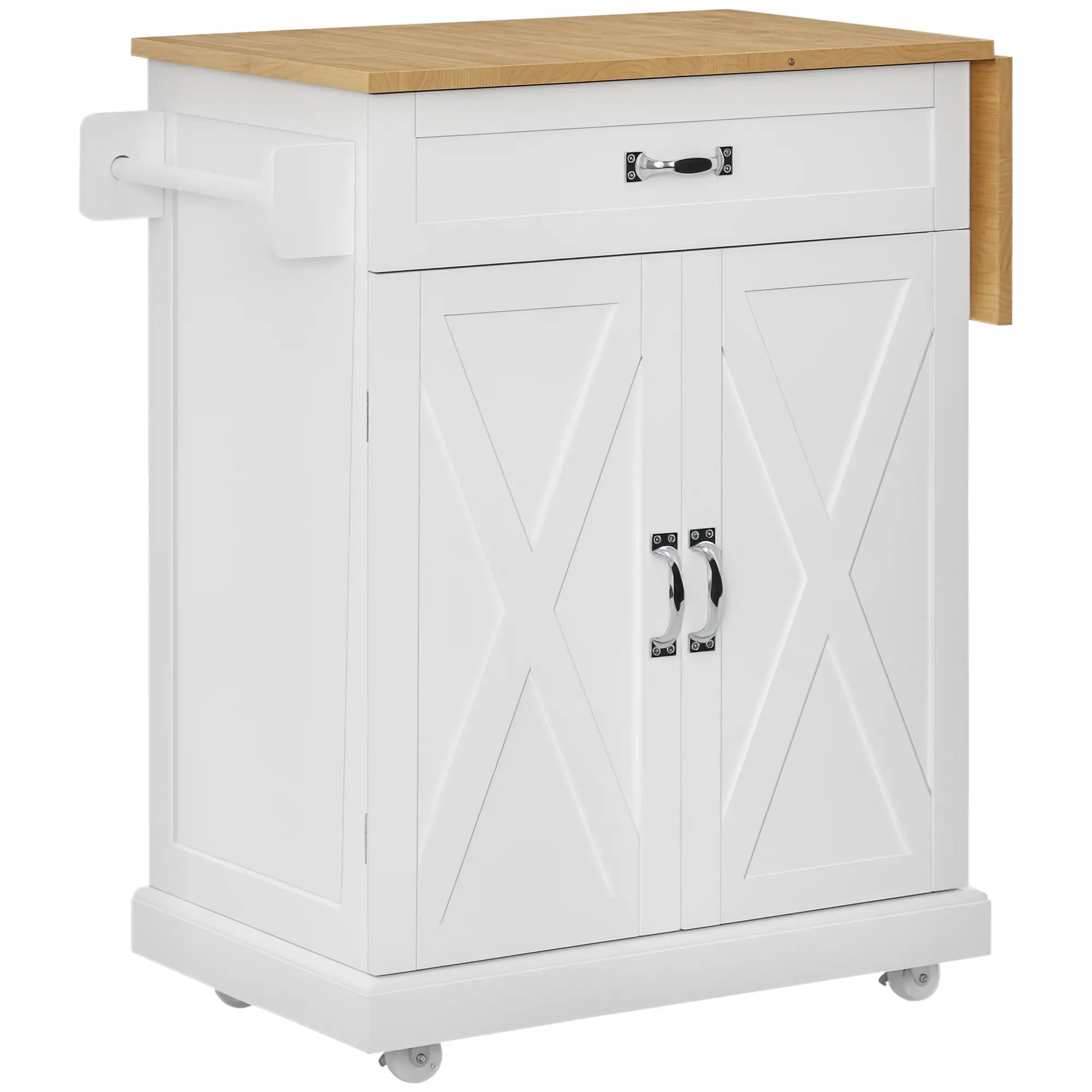 Foldable Kitchen Island, Farmhouse Style, With Storage Drawer, White Kitchen Islands & Kitchen Carts White at Gallery Canada